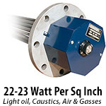 22-23 watts per sq. inch - Light Oils, Caustics, Air & Gasses