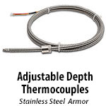 Adjustable Depth Thermocouples - Stainless Steel Armor