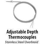 Adjustable Depth Thermocouples - Stainless Steel Overbraid