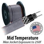 Mid Temp Self-regulating Heat Trace Cable (Outer jacket rated to 250F)