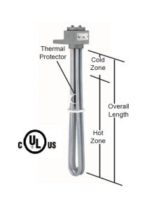 1000 watt 3 Element PTFE Heater - 10" Hot Zone - 17" Overall Length