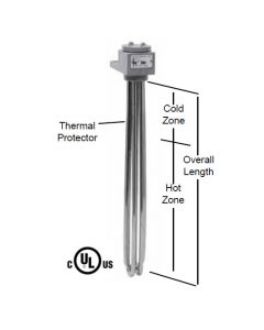 3 Element Tubular Heater - 3000 watt - 11" Hot Zone - 17" Overall Length