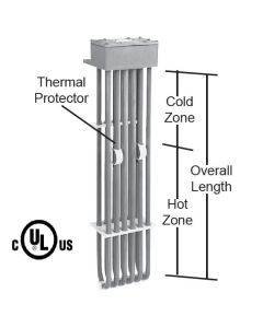 2000 watt 6 Element PTFE Heater - 9" Hot Zone - 17" Overall Length