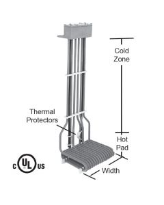 3000 watt L shape 3 element PTFE Bottom Heater - 13" Hot - 18" Overall