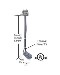  500 watt L Shape Spiral PTFE Heater - 6" Hot Zone - 12" Vertical
