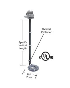 1000 watt PTFE Low Profile L Shape Heater - 6" Diameter - 12" Overall Length