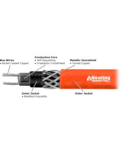 8 w/ft 240v Self Reg Heating Cable Tinned Copper Braid