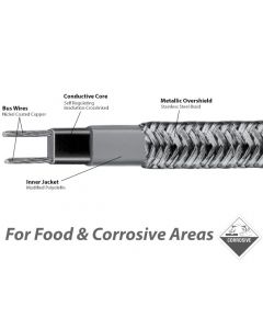 5 w/ft 240v Self Reg Heating Cable Stainless Steel Braid