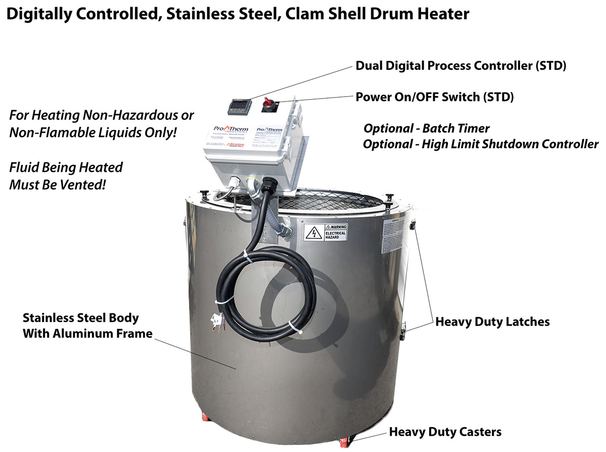 1400 Watt Digitally Controlled Clamshell Drum Heater