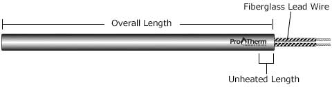 cartridge heater with fiberglass leads