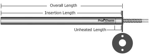 cartridge heater with stainless steel flange