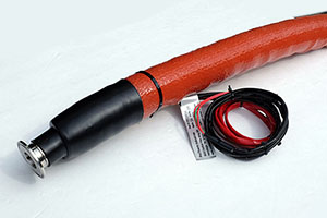 Image of a heated hose with a silicone jacket for corrosive environments