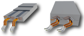 Square cartridge heater installed in a mould.