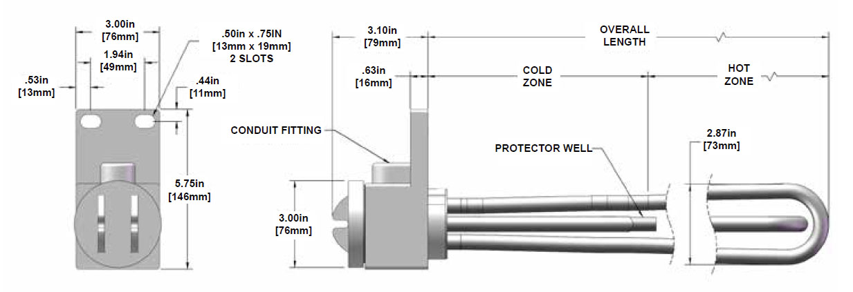 3 Element Tubular Heater - 4500 watt drawing