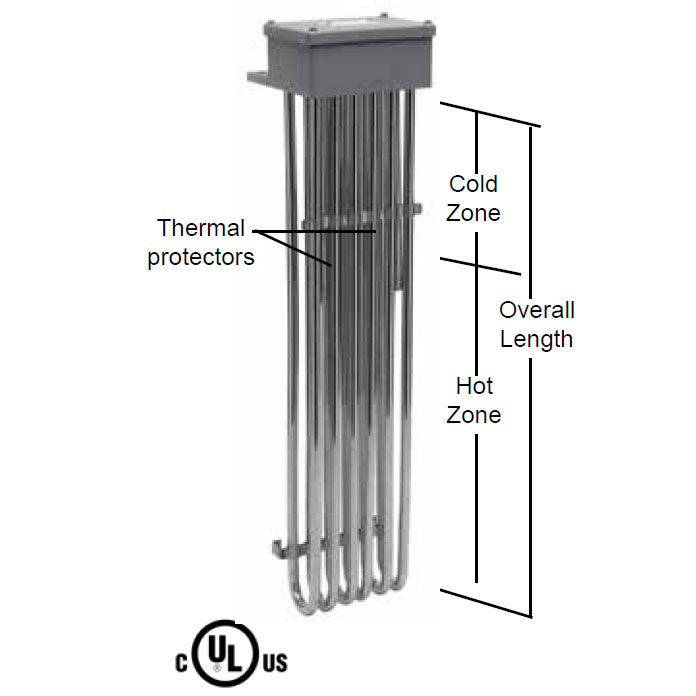 6 Element Tubular Heater - 21000 watt - 25" Hot Zone - 34" Overall Length