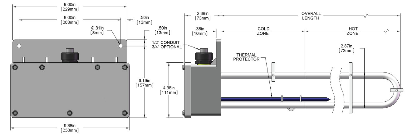 9 Element Tubular Heater - 22500 watt drawing