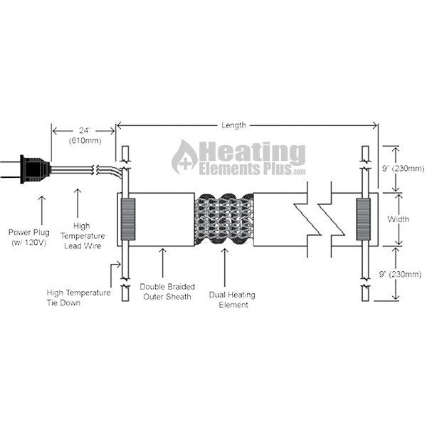 Dual Element Heating Tape 1" x 48" 624 Watt