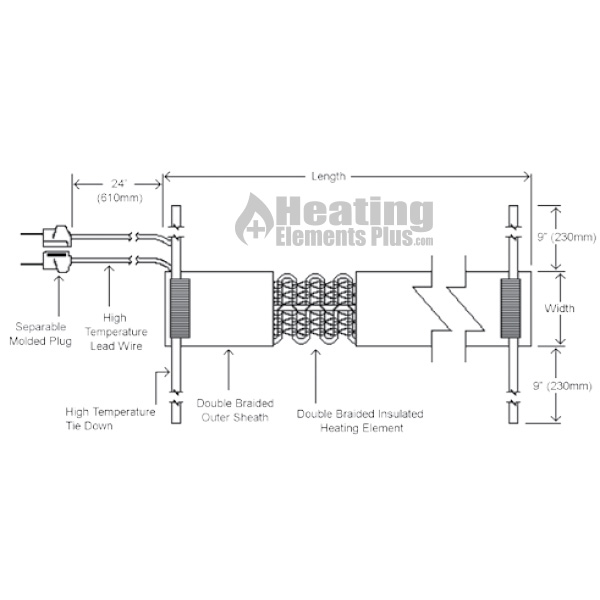 High Temperature Heavy Insulated Heat Tape 2.5" x 72" 1411 Watt