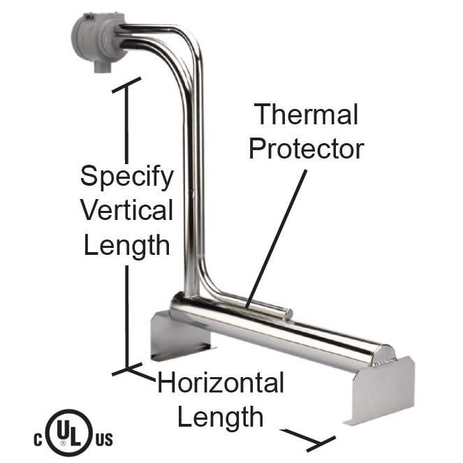 L Shape Single Bayonet 10,000 watt - 55" Horizontal - 50" Vertical