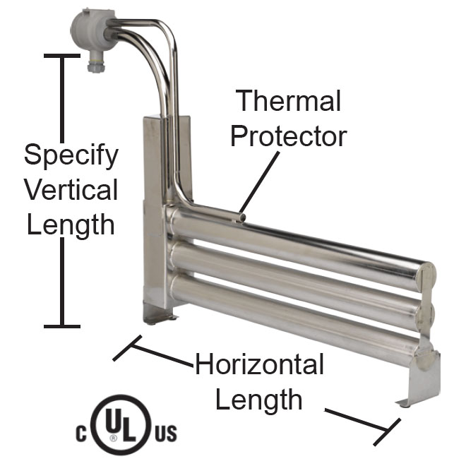 Vertical Stack L Shape Triple Bayonet 6000 watt - 17" Horizontal - 37" Vertical