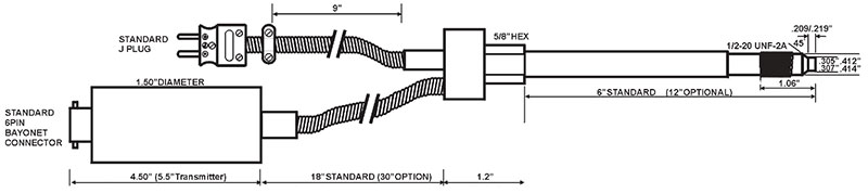 Mercury Free Pressure + Temp 5000psi 6" stem + 30" flex - Image 2