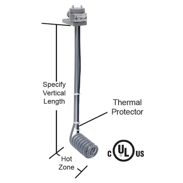 6000 watt L Shape Spiral PTFE Heater - 29" Hot Zone - 18" Vertical
