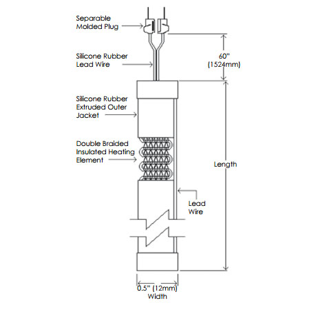 100 Foot 240 volt heating tape diagram
