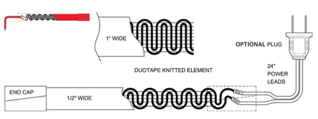 0.5" Wide Silicone Rubber Heat Tape Up to 40' Length - 240V - Image 2